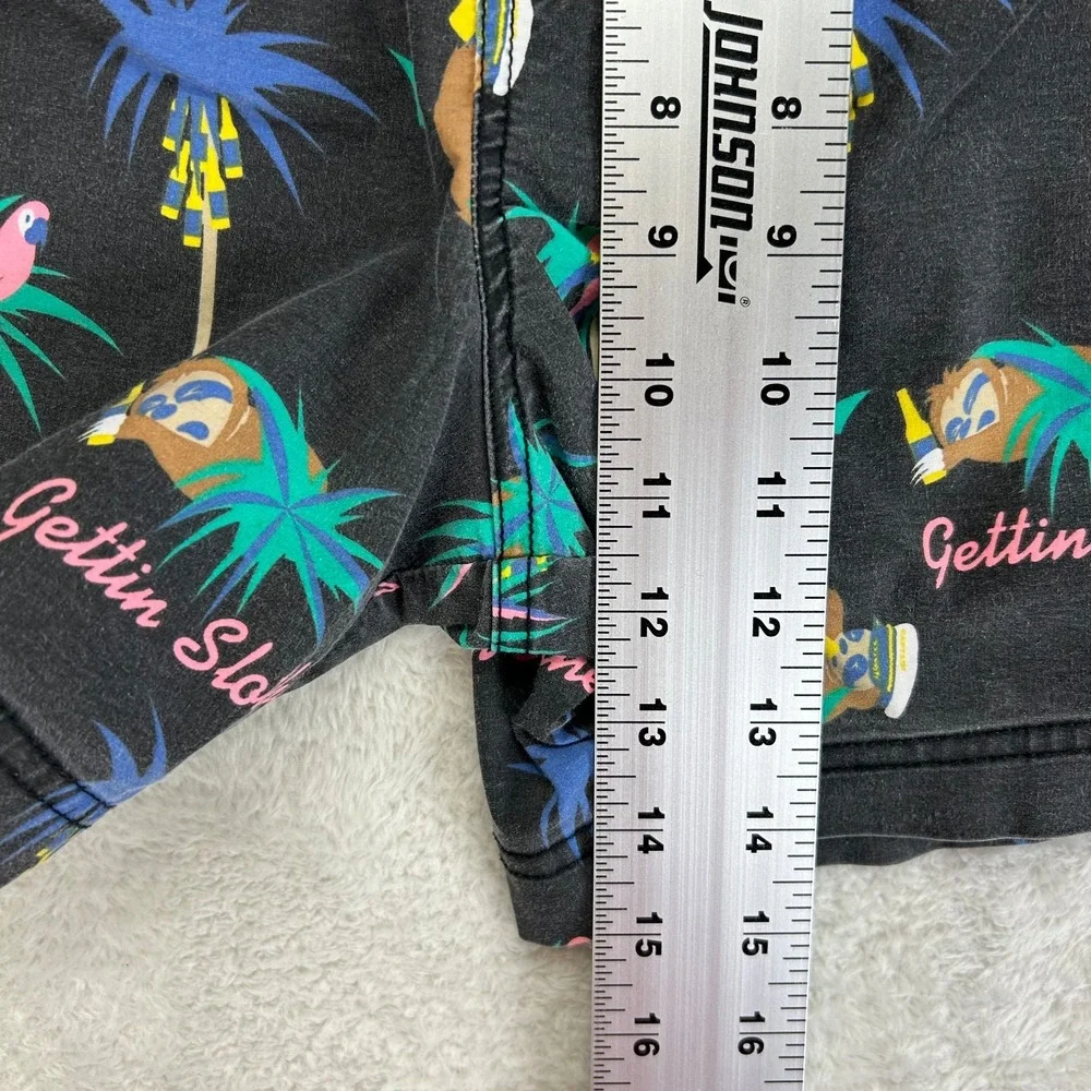 Party Pants Gettin Slothed Swim Trunks Shorts Mens M Black Palm Tree Graphic